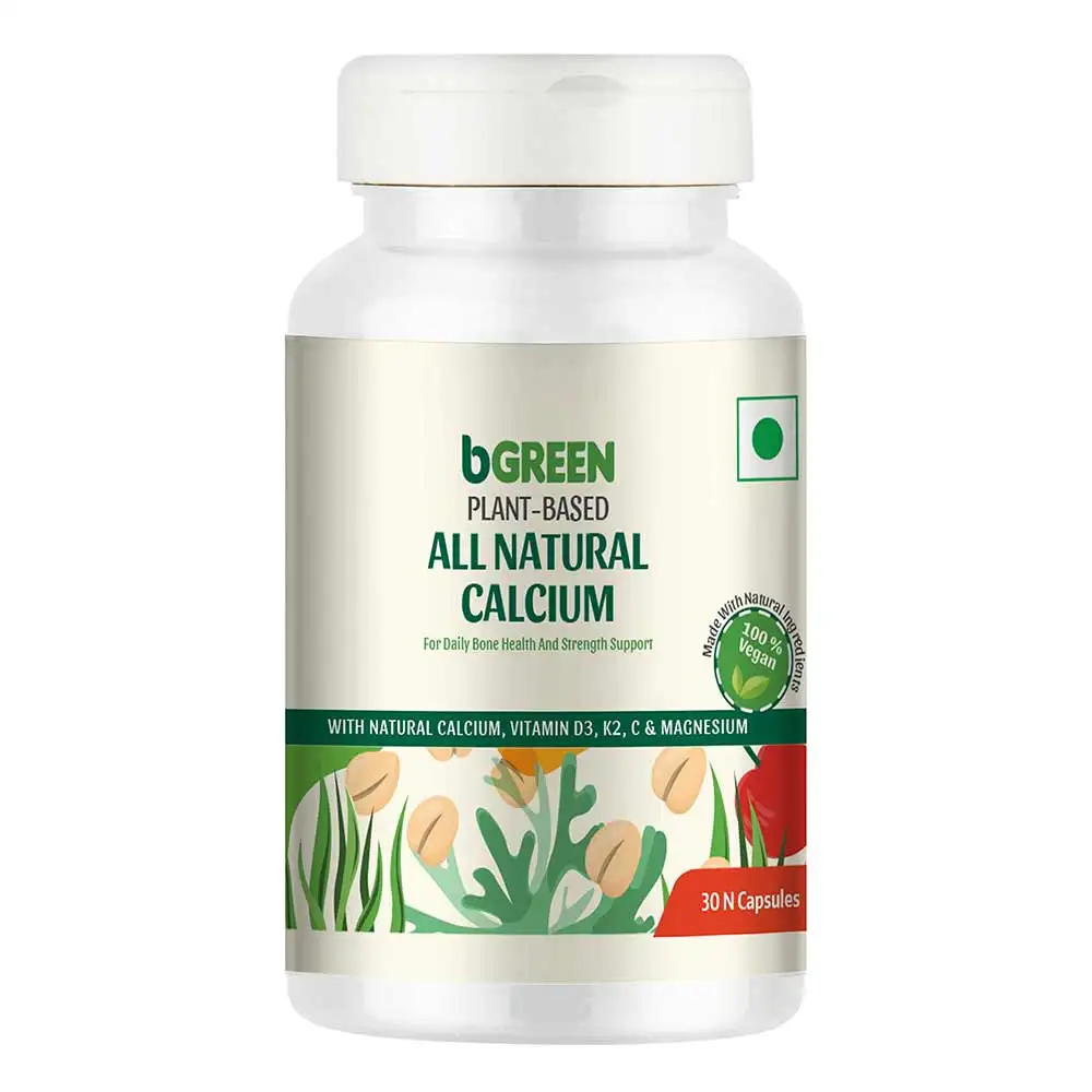 bGREEN Plant Based All Natural Calcium by MuscleBlaze,  30 capsules  Unflavoured