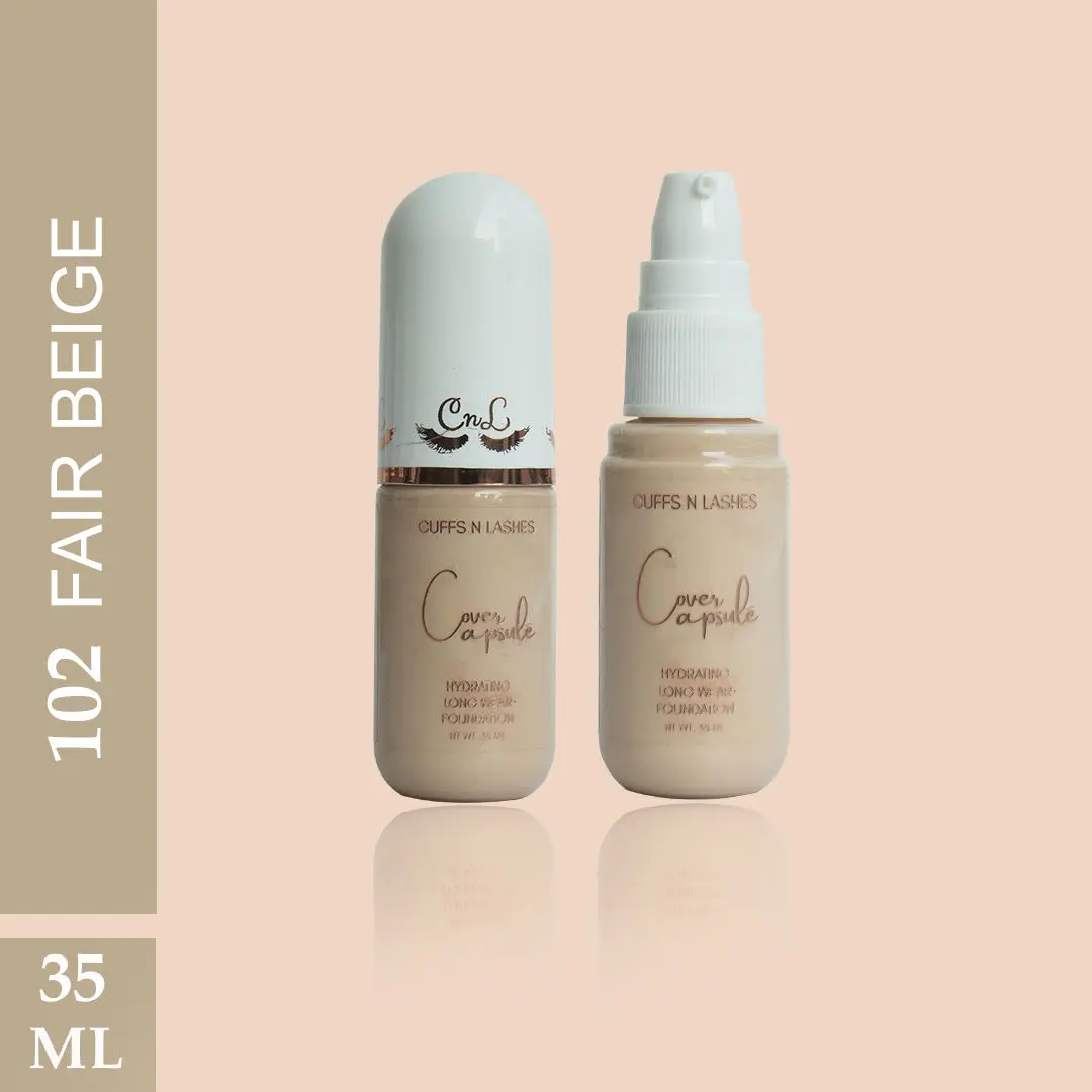 Cuffs N Lashes Cover Capsule Hydrating Foundation, Fair Beige 102