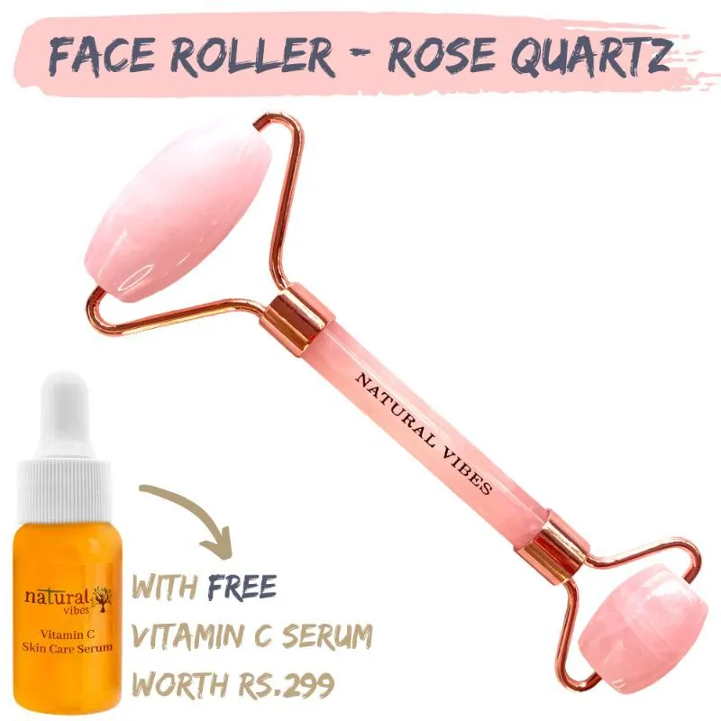 Natural Vibes Rose Quartz Face Roller + Vitamin C Serum