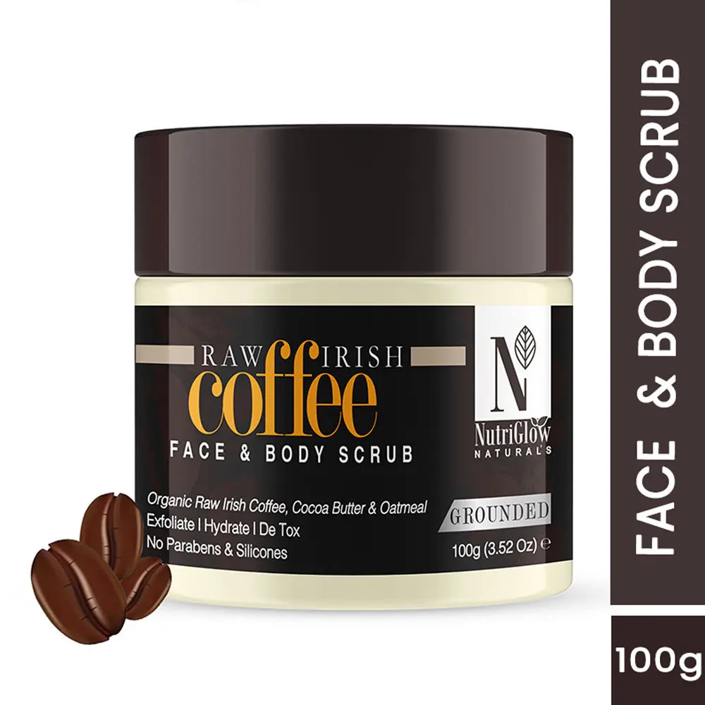 NutriGlow NATURAL'S Raw Irish Coffee Face & Body Scrub for Softens Skin, 100g