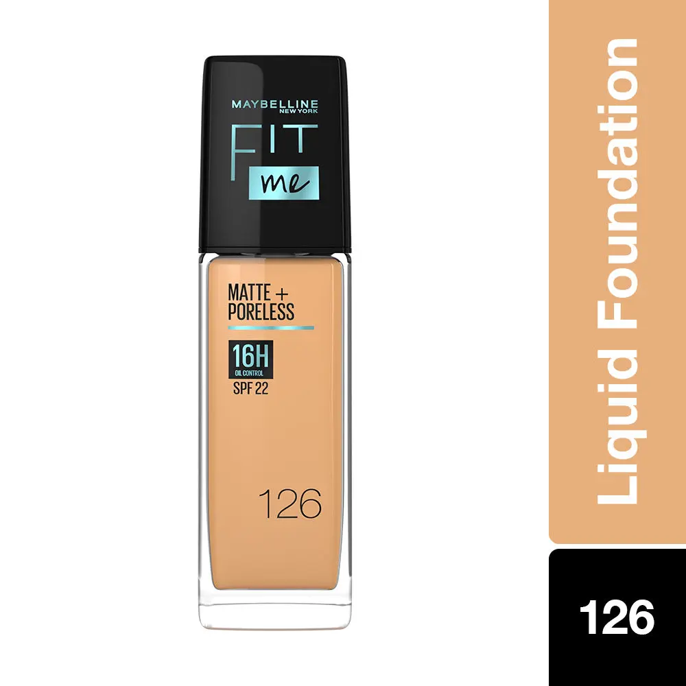 Maybelline New York Fit Me Matte+Poreless Liquid Foundation 126 - Light pecan | Matte Finish with 16 HR Oil Control + SPF 22