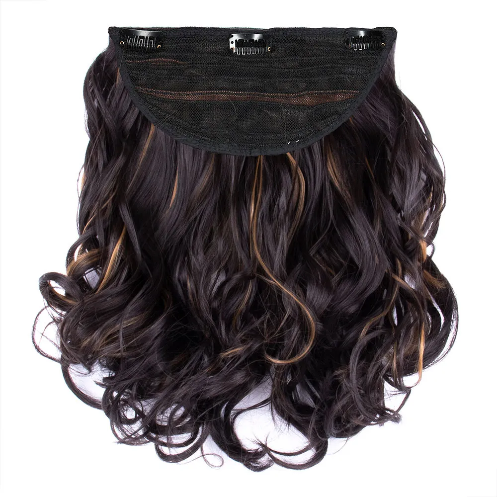 Streak Street Clip-In 18 Full-Wavy Dark Brown Hair Extensions With Golden Highights