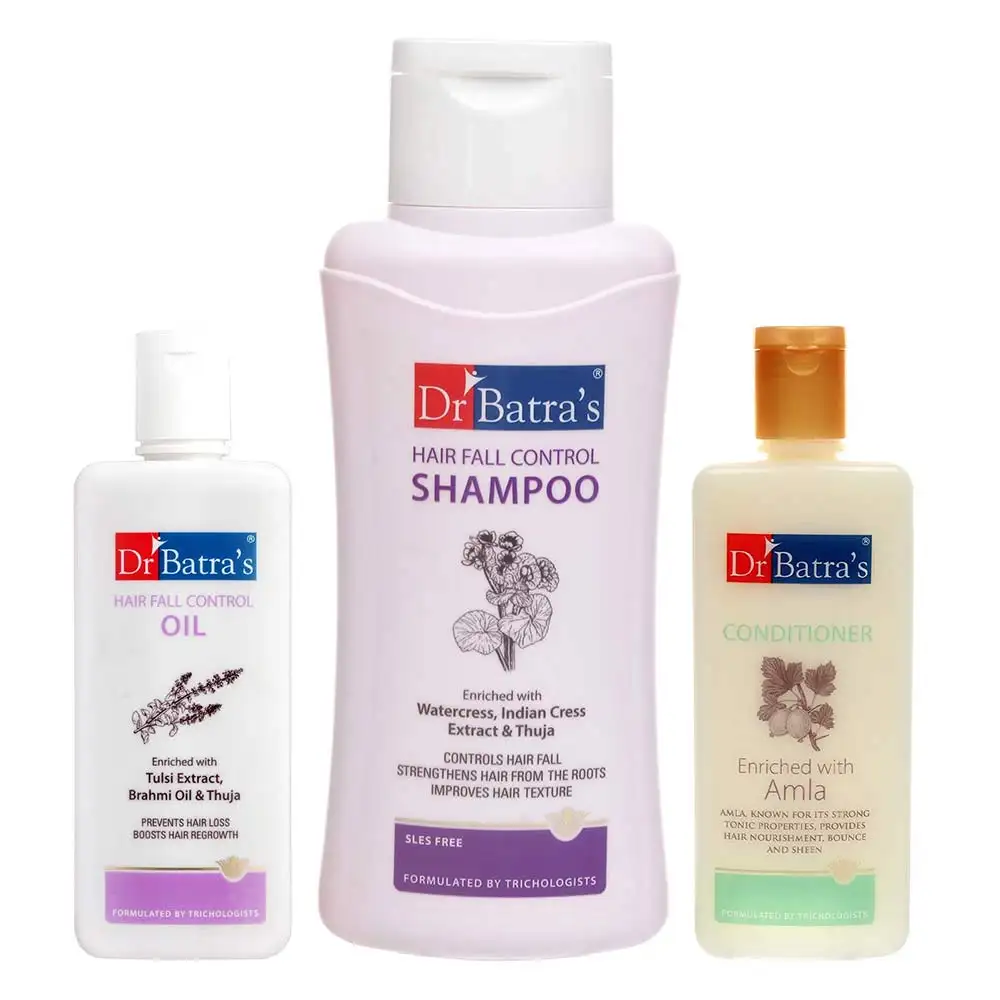 Dr Batra's Hair Fall Control Shampoo Conditioner & Hair Fall Control Oil Combo,  3 Piece(s)/Pack  for All Types of Hair