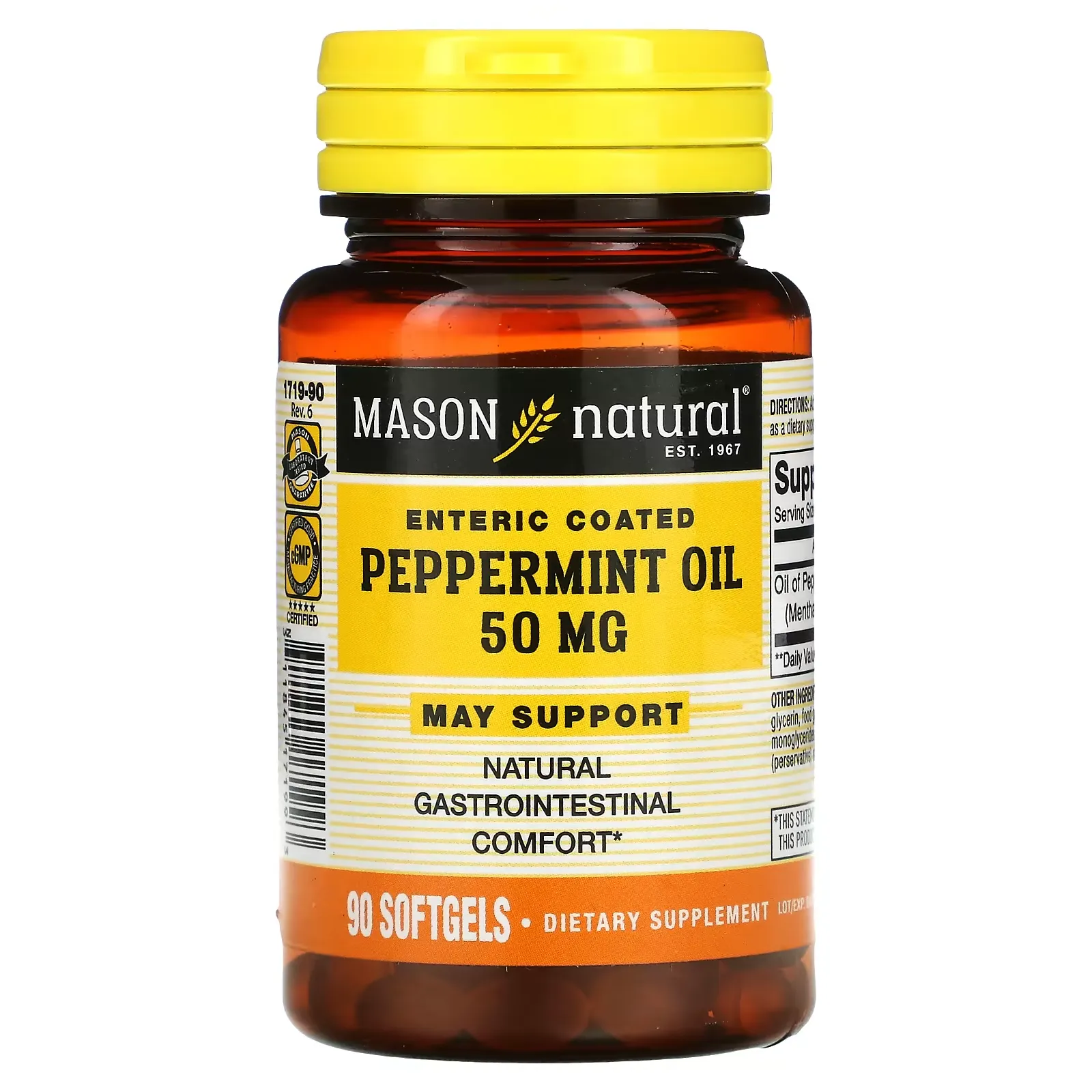 Peppermint Oil, Enteric Coated, 50 mg, 90 Softgels