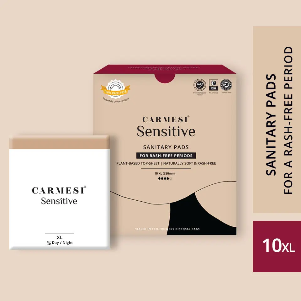 Carmesi Sensitive - Sanitary Pads for Rash-Free Periods (10 XL)