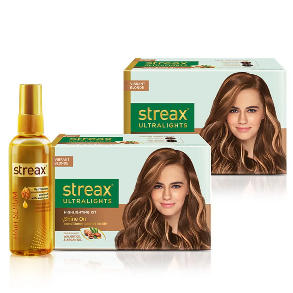 Streax Ultralights Vibrant Blonde Pack of 2 + Streax Walnut serum 200 ML