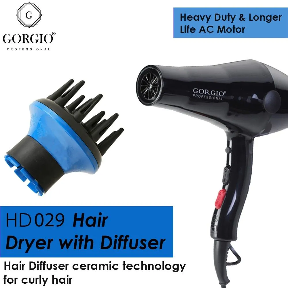 Gorgio Professional Hair Dryer With Diffuser HD029