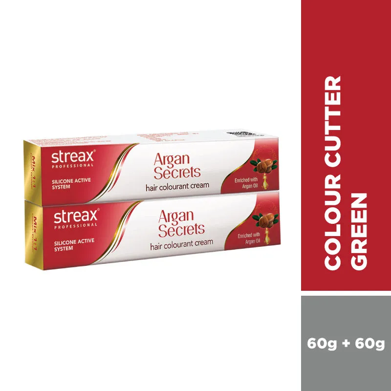 Streax Professional Argan Secret Hair Colourant Cream Colour Cutter - Green (Pack Of 2)