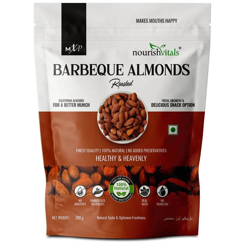 NourishVitals Barbeque Roasted Almonds,  Natural  200 g