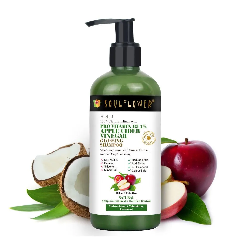 Soulflower Apple Cider Vinegar Shampoo For Curly Frizzy Hair, Dandruff , Sulphate Free