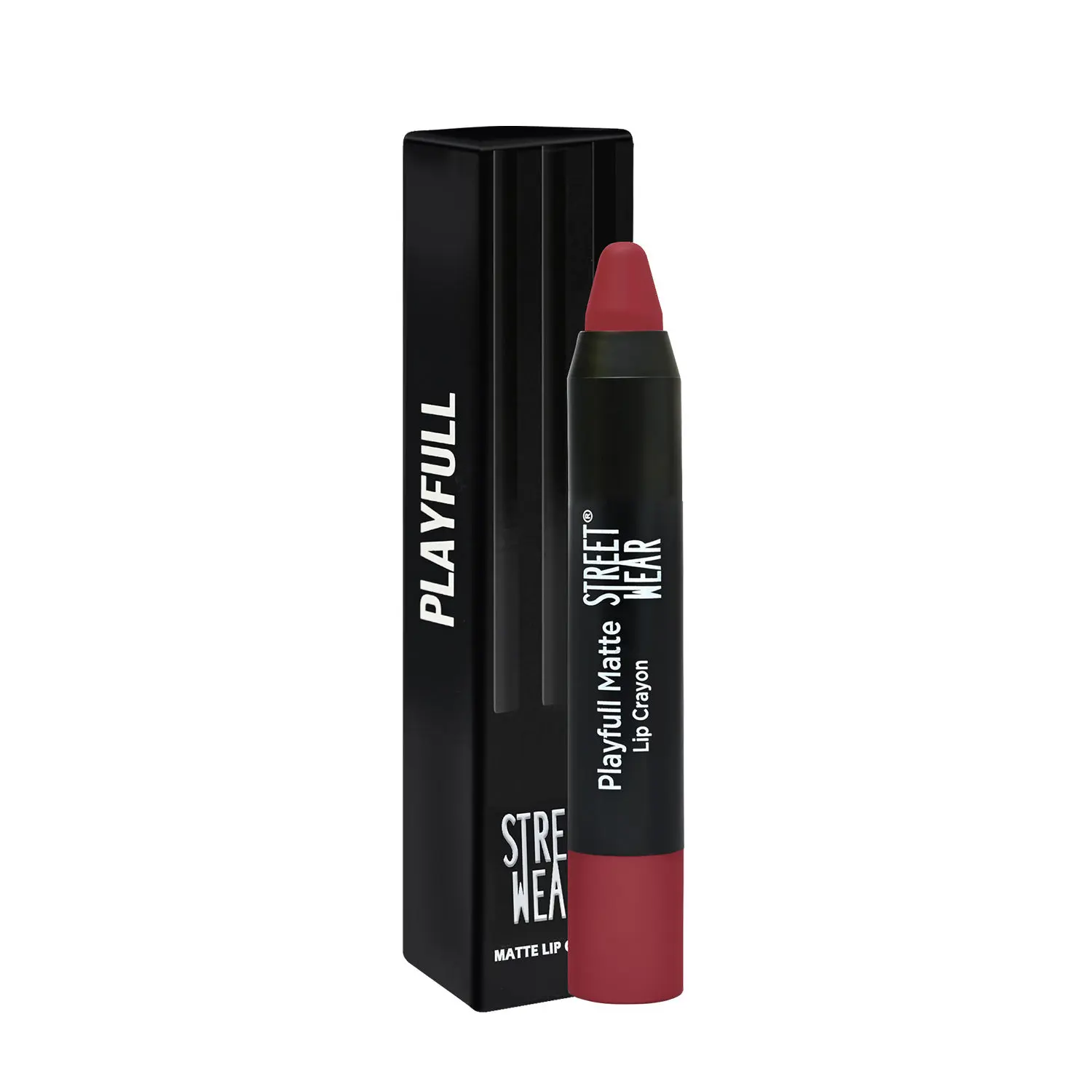 STREET WEAR® Playfull Matte -Dope Cherry (Red) - Moisturizing Matte Finish Lipstick, Full Coverage, Non-Drying Formula, Intense Pigment, Enriched With Shea Butter, Vitamin C, Vitamin E, Longwear Moisturizing Crayon Lipstick