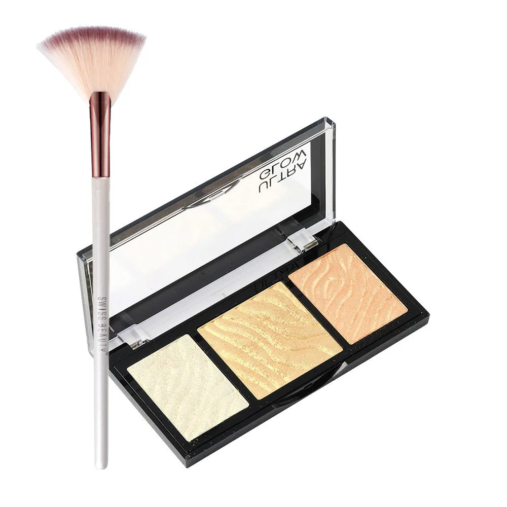 Swiss Beauty Ultraglow Bronzer Palette And Fan Brush - Combo