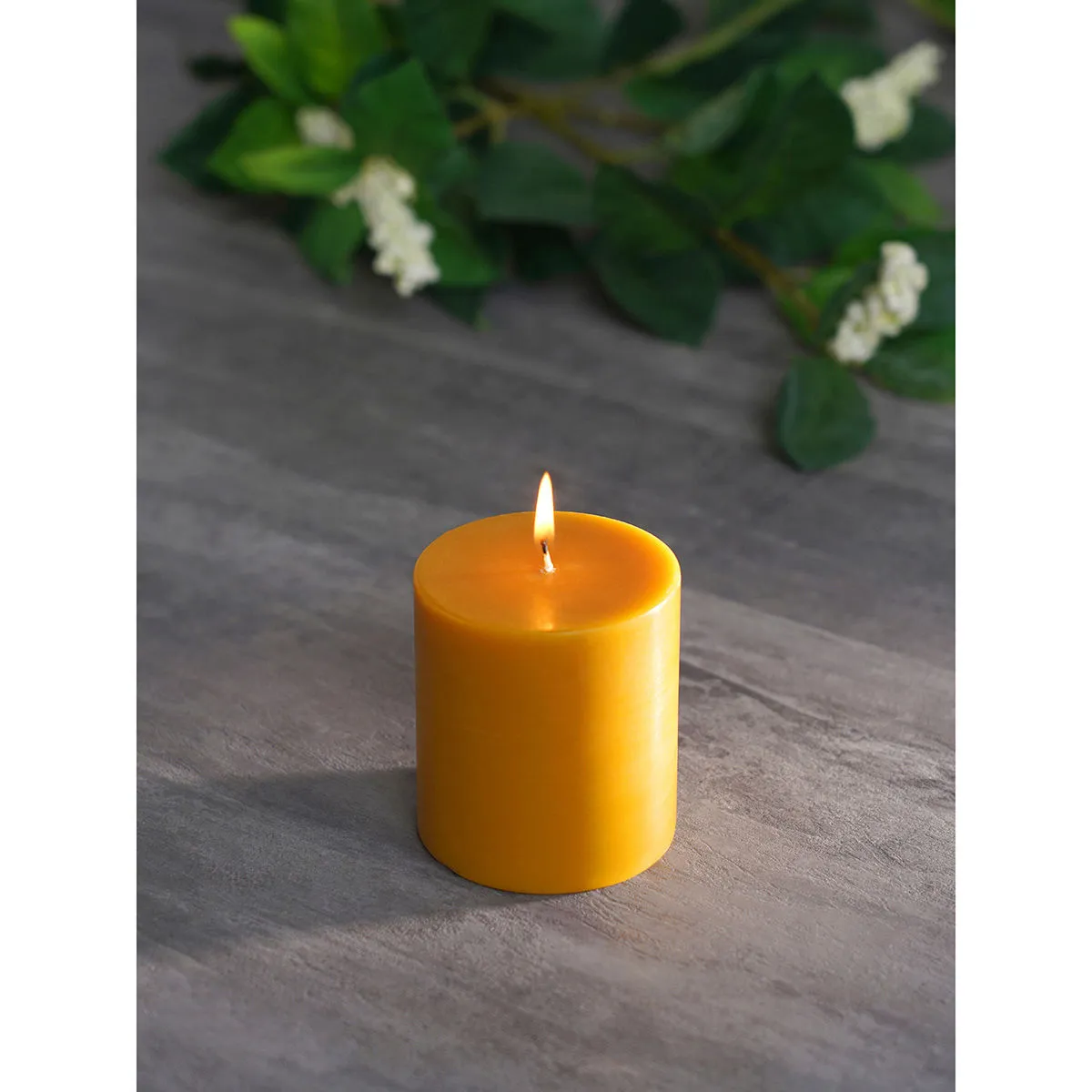 Pure Home + Living Mustard Divine Pillar Candle Medium (Set of 2)