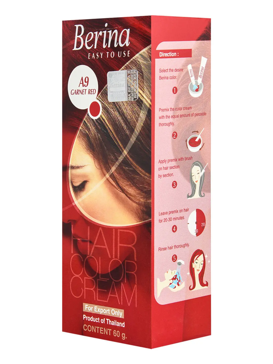 Berina A9 Garnet Red Hair Color Cream 60gm