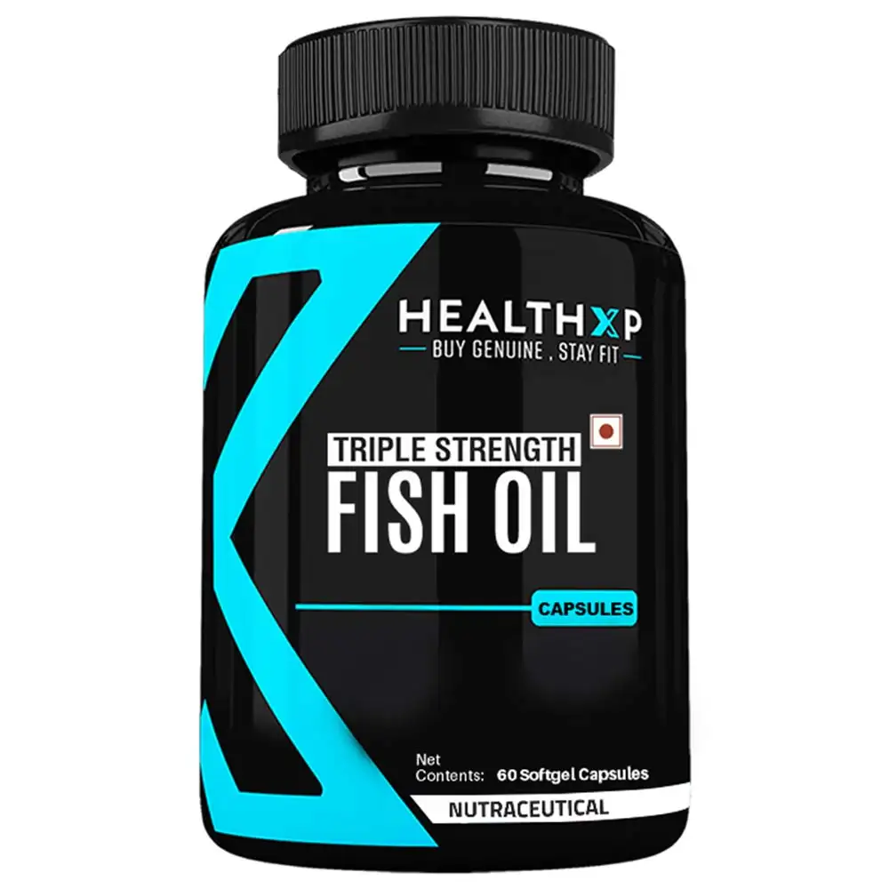 HealthXP Essential Series Omega 3 Triple Strength Enteric Coated Fish Oil,  60 capsules