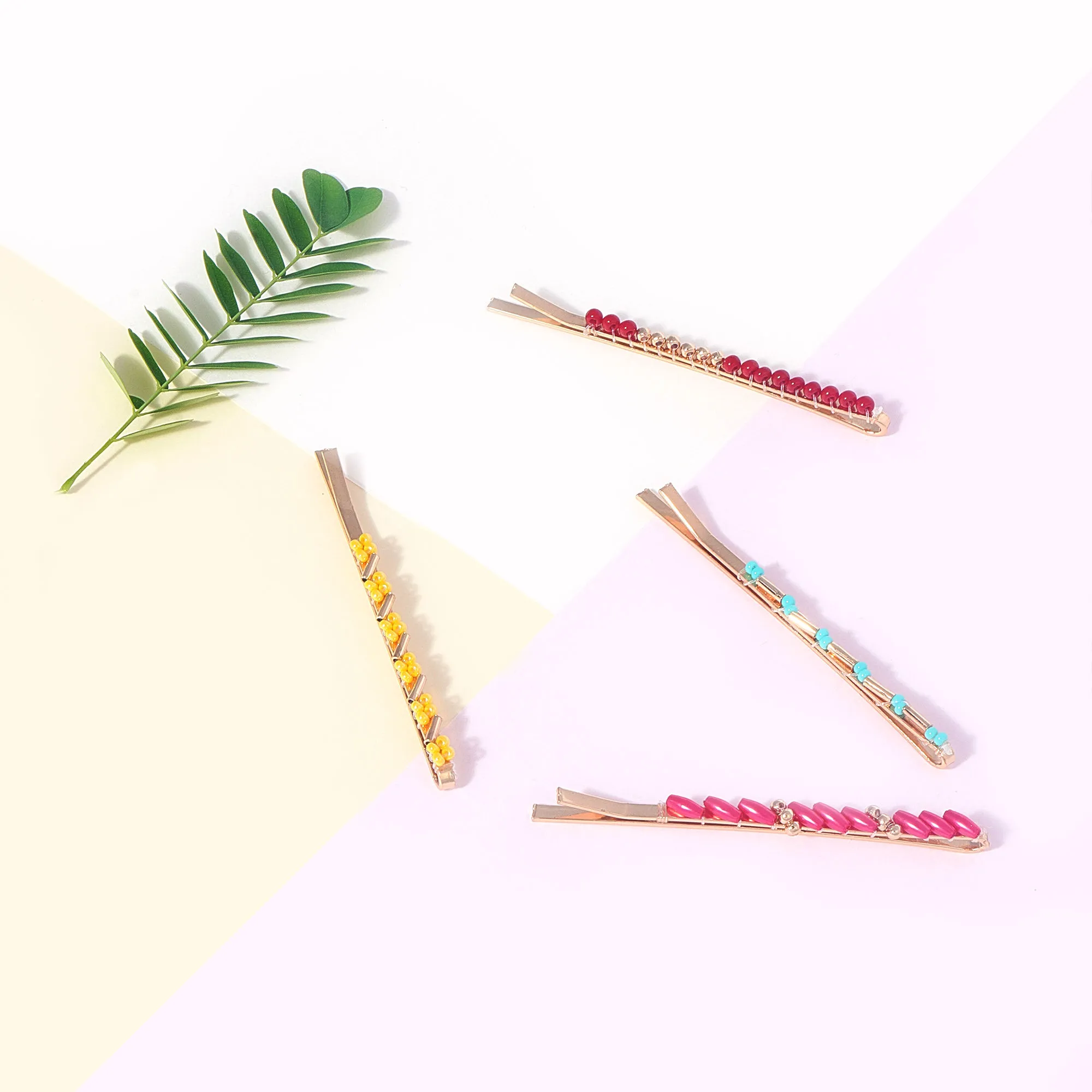 Belleziya Multicolored Hair Pins (set Of 4)