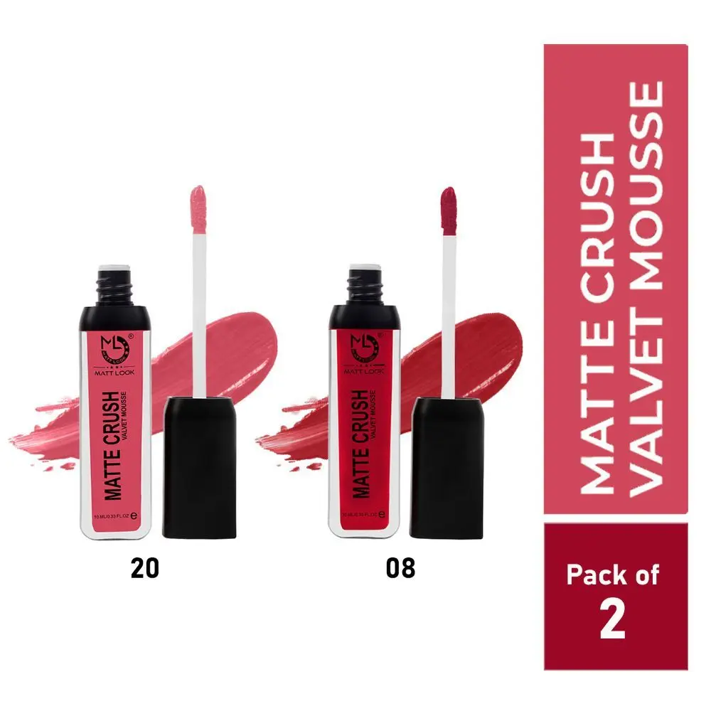 Matt look Matte Crush Velvet Mousse Lipstick, Rose Pink & Maroon, PO2 (20ml)