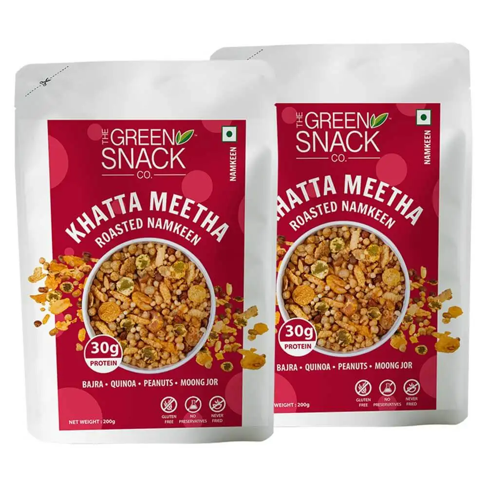 The Green Snack Co. Roasted Namkeen - Pack of 2,  Khatta Meetha  100 g