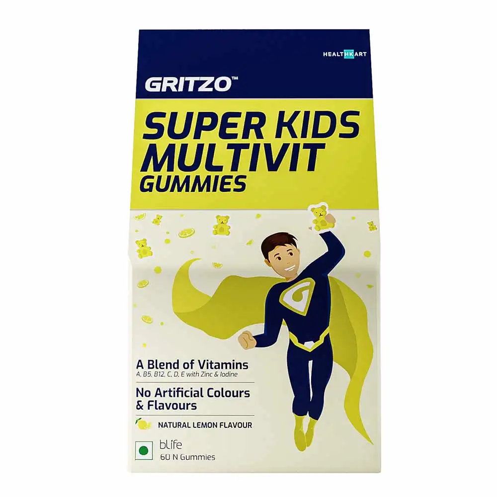 Gritzo Super Kids Multivitamin Gummies,  60 gummies  Natural Lemon