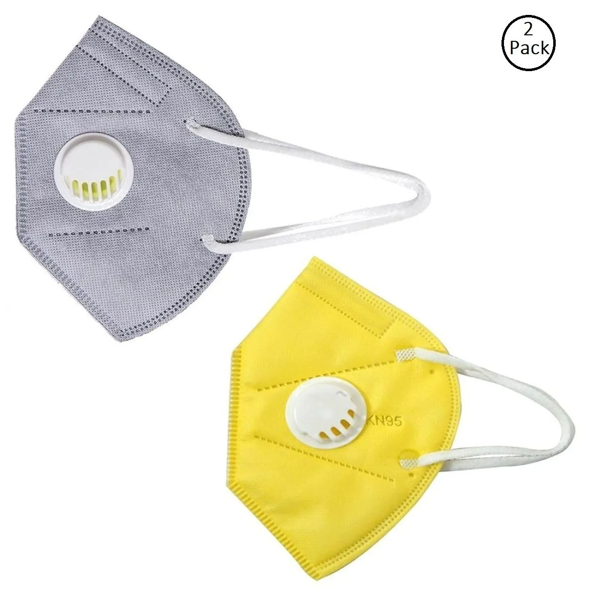 OOMPH Pack of 2 Anti-Pollution Reusable 5 Layer Mask - Yellow Grey