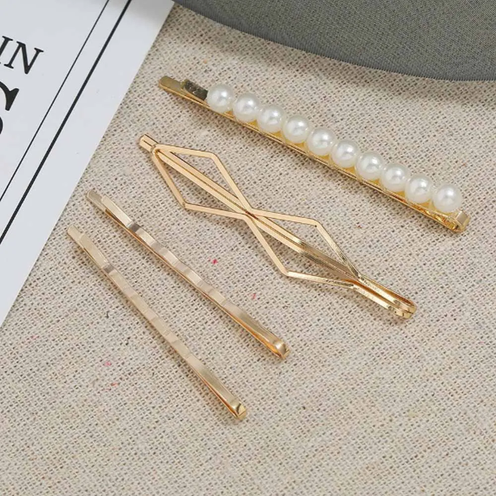 Ferosh Gold Zig-Zag Hairpins Set (Set Of 4)