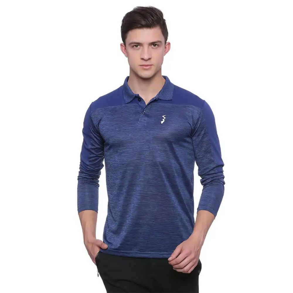 Campus Sutra Solid Men Polo Neck T Shirt,  Navy Blue  Large