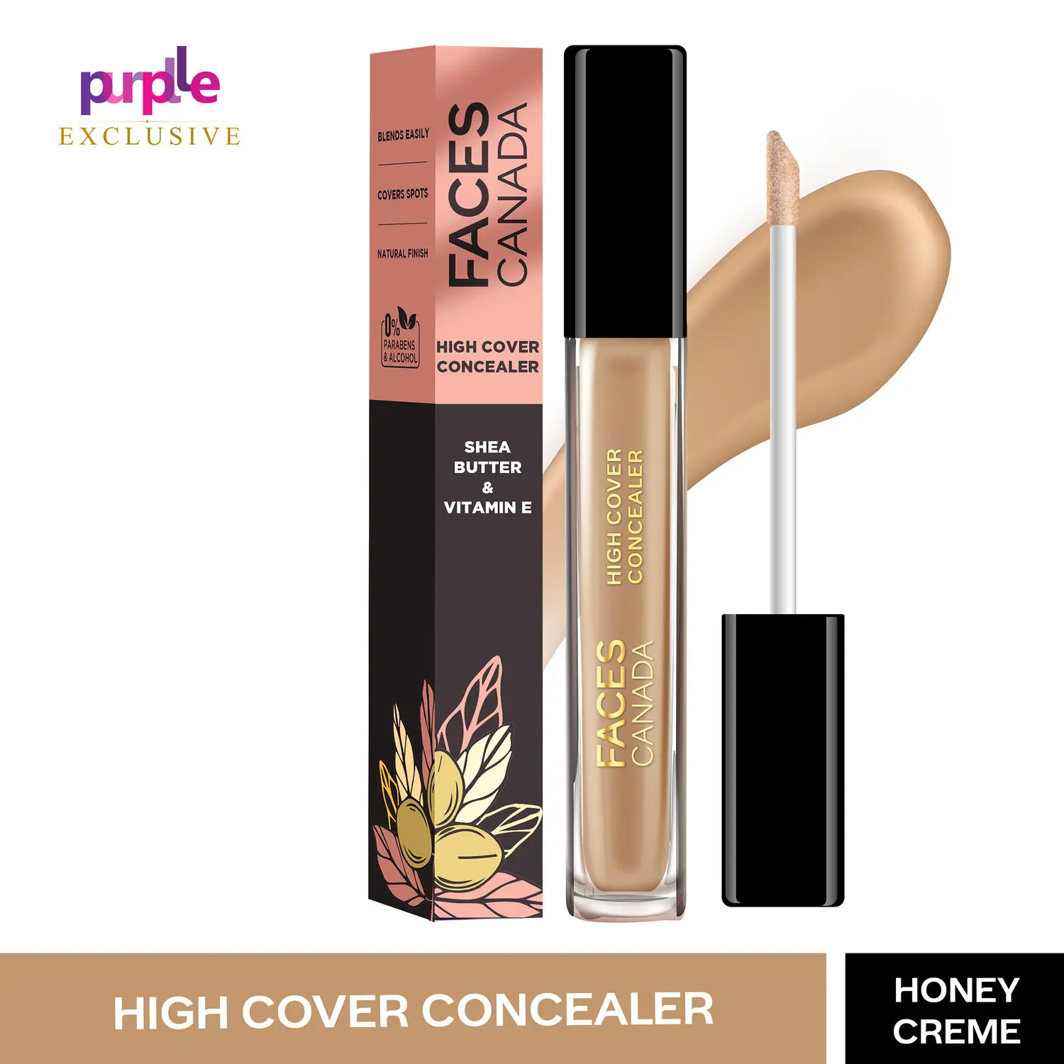 Faces Canada High Cover Concealer I Natural Finish I Covers Hyperpigmentation & Fine Lines Honey Creme 02 (4 ml) - Exclusively on Purplle