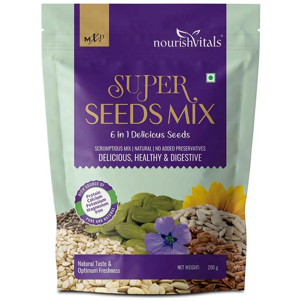 NourishVitals Super Seeds Mix 6 in 1 Delicious Seeds,  Unflavoured  200 g