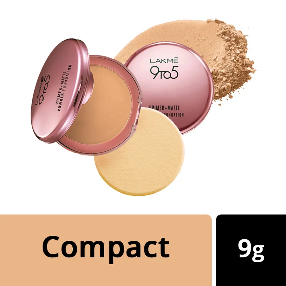 Lakme 9 To 5 Primer + Matte Powder Foundation Compact - Rose Silk (9 g)