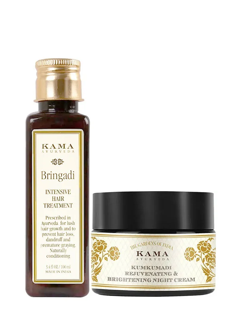 Kama Ayurveda De-Stress Kit With Night Cream & Bringadi Hair Oil