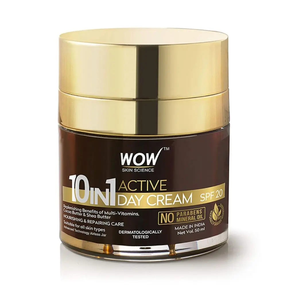 WOW Skin Science Cream 10 in 1 Active Day Cream With SPF 20- No Parabens & Mineral Oil - 50mL