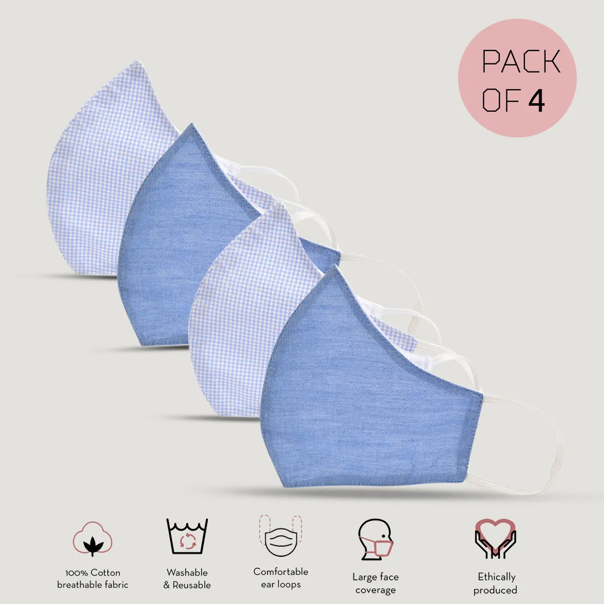 Fablestreet Sterilised Cotton Reusable Mask - Blue