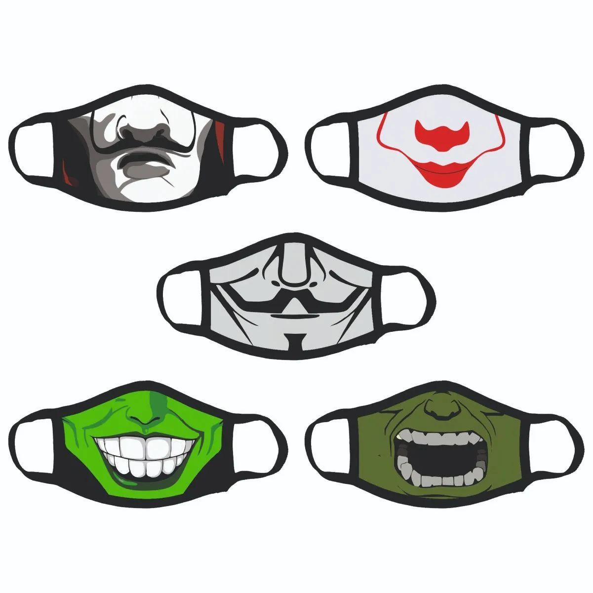 Crazy Corner Printed Three Layered Resuable Masks - Pack of 5 (PMC-4304)