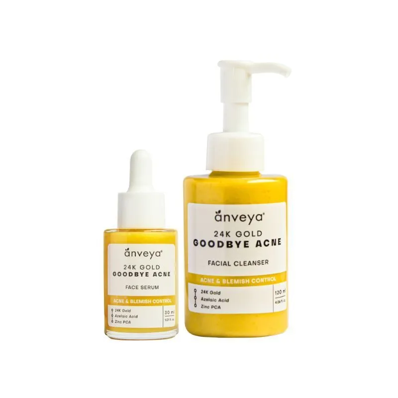 Anveya 24k Gold Goodbye Acne Kit With Cleanser + Serum