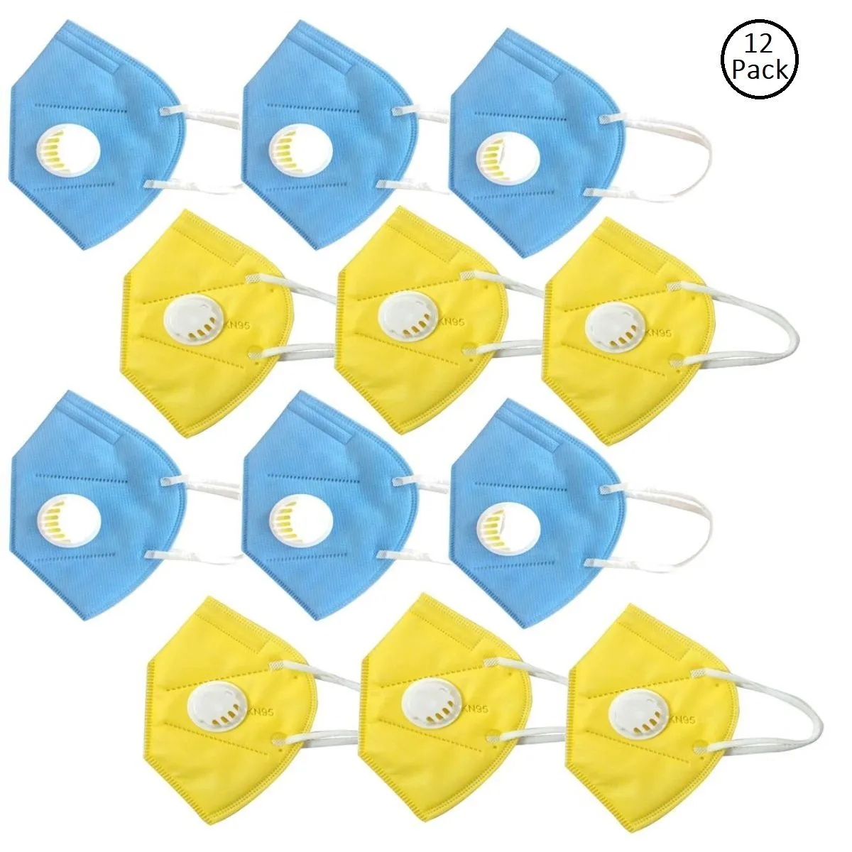 Fabula Pack Of 12 Anti-Pollution Reusable 5 Layer Mask - Blue Yellow