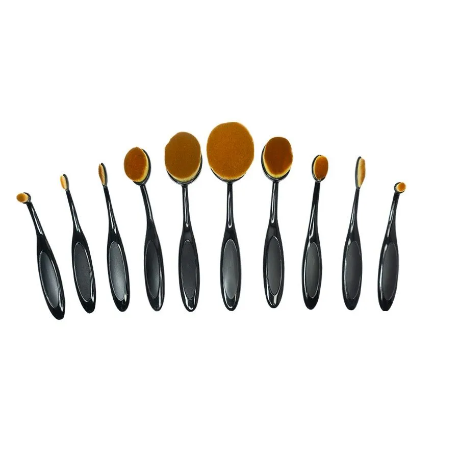 Bronson Professional Magic Foundation Make Up Brush Set (10 Brushes)- Oval Shape