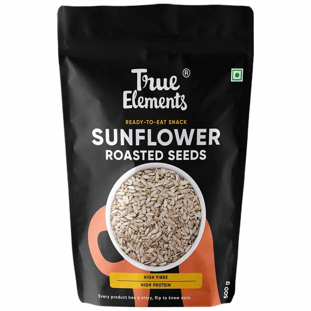 True Elements Roasted Sunflower Seeds,  Unflavoured  0.5 kg