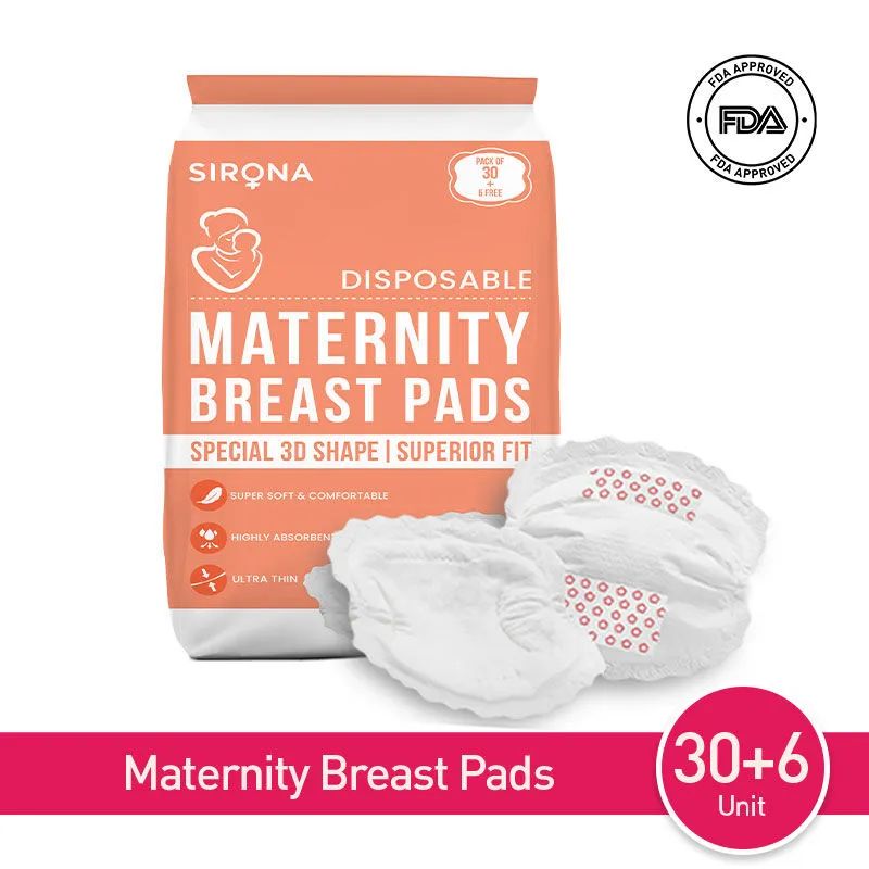 Sirona Super Soft Disposable Maternity Breast Pads (36 Pads), Ultra Thin & Highly Absorbent