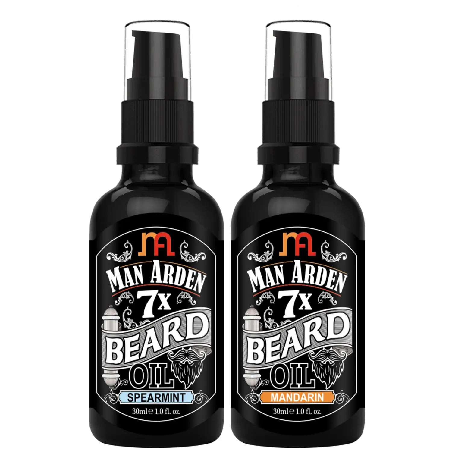 Man Arden 7x Beard Oil Grooming Combo - Beard Oil (Spearmint) + Beard Oil (Mandarin)