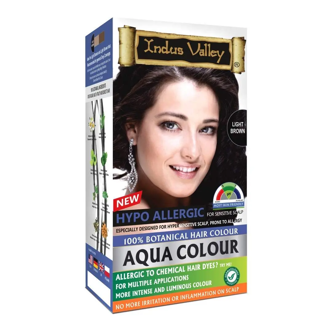 Indus Valley Hypo Allergic Aqua hair colour 100% Botanical Light Brown