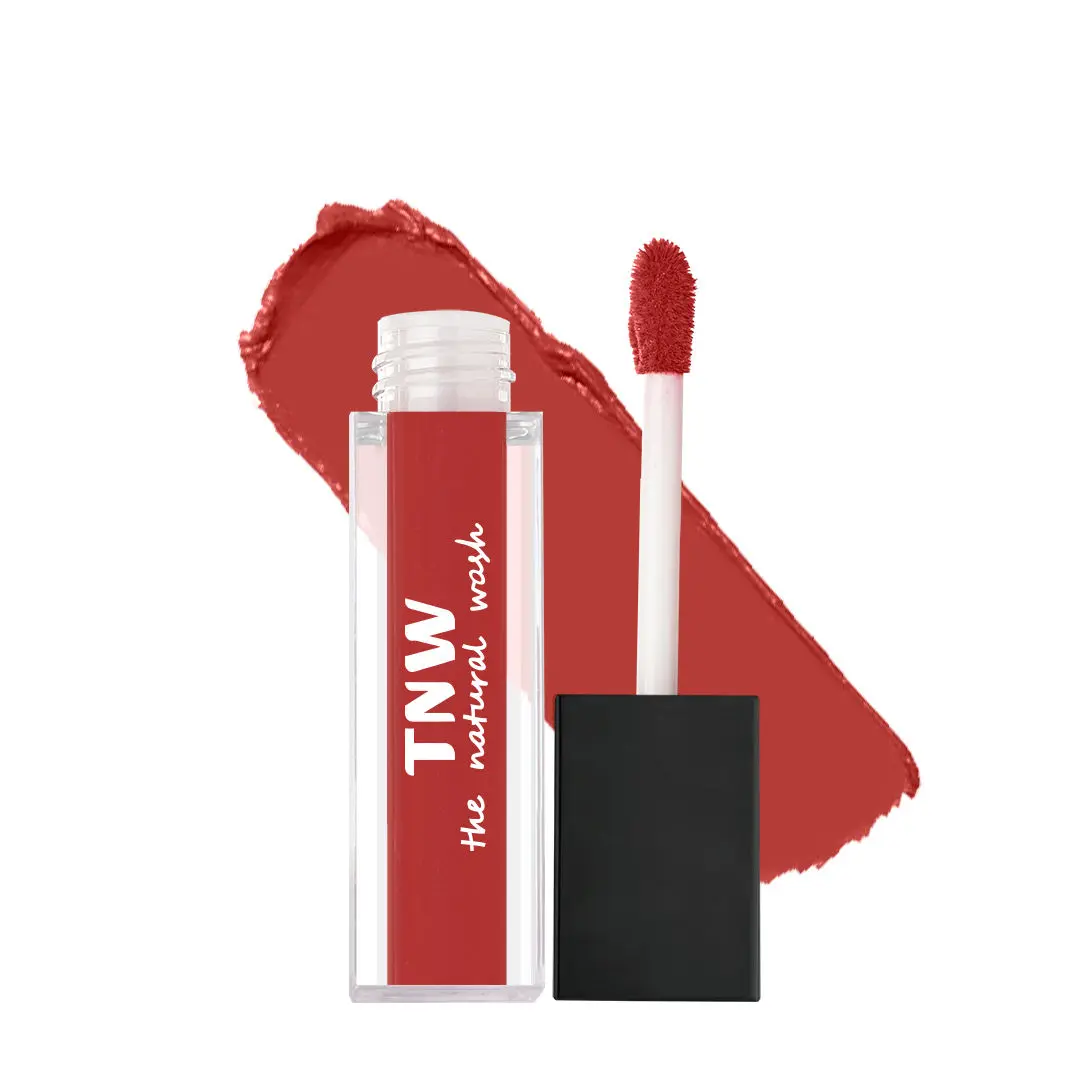 TNW -The Natural Wash Matte Velvet Longstay Liquid Lipstick Mini with Macadamia Oil and Argan Oil - 02 | Transferproof | Pigmented | Spicy Coral | Coral Nude