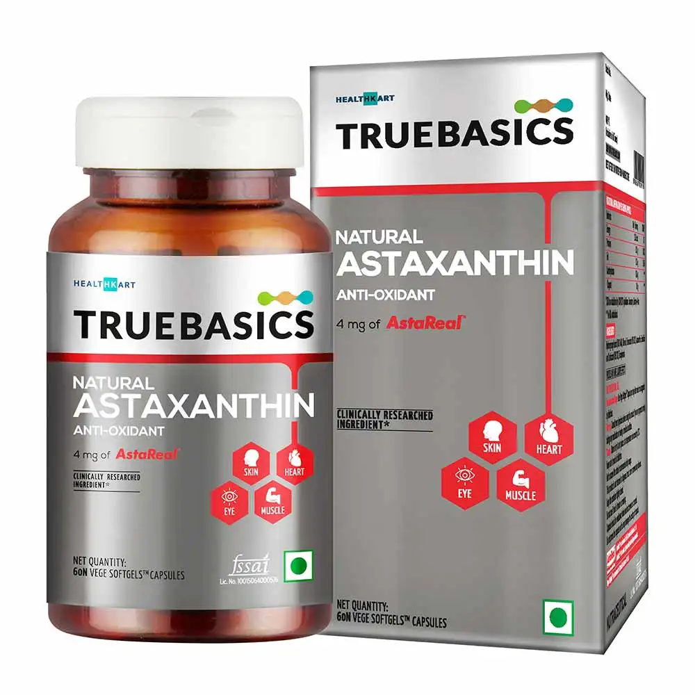 TrueBasics Astaxanthin with 4mg AstaReal OP,  60 capsules