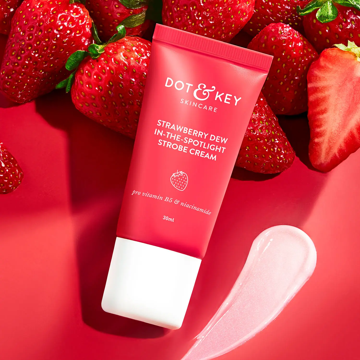 Dot & Key Strawberry Dew In-the-Spotlight Strobe Cream with Hyaluronic & Niacinamide | Skin Radiance Moisturizer & Highlighter for Face | For Dewy Glazed Instant Glow & Boosts Hydration - 30ml