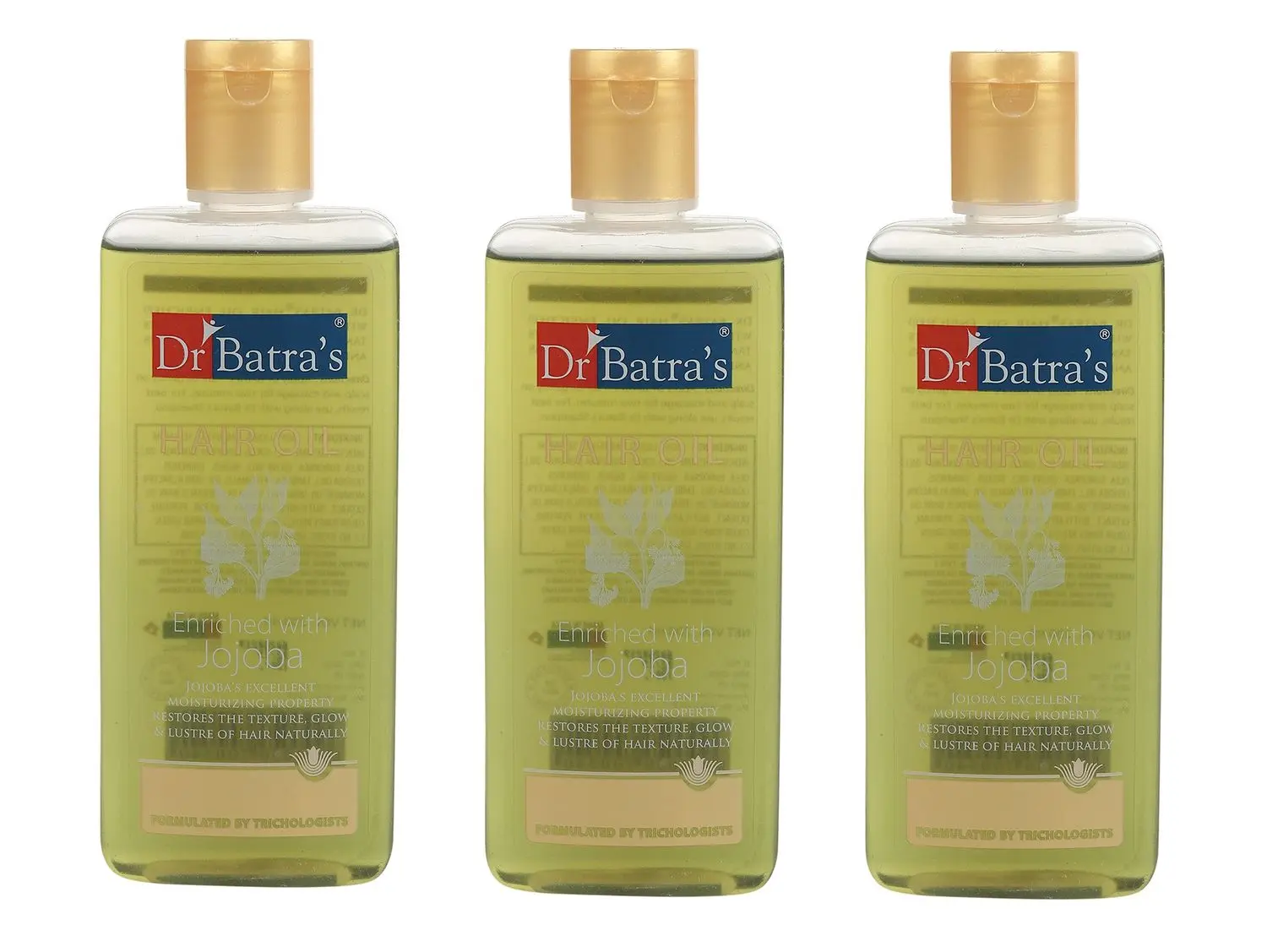 Dr Batra’s Hair Oil. Non-Sticky Formula. Nourishes Scalp. Supports Hair Growth. Contains Jojoba, Brahmi extracts. Suitable for men and women. 200 ml (Pack of 3)