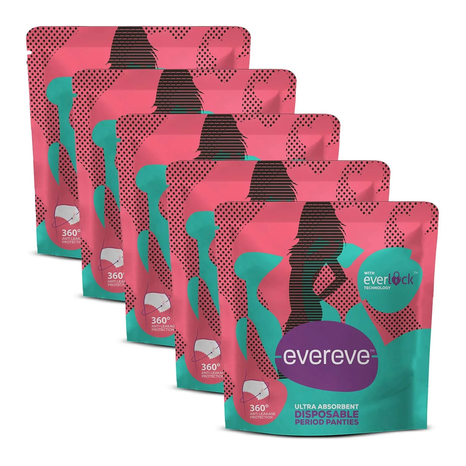 EverEve Ultra Absorbent Disposable Period Panties For Sanitary Protection, M-L (Pack oF 5) (10 Pcs)