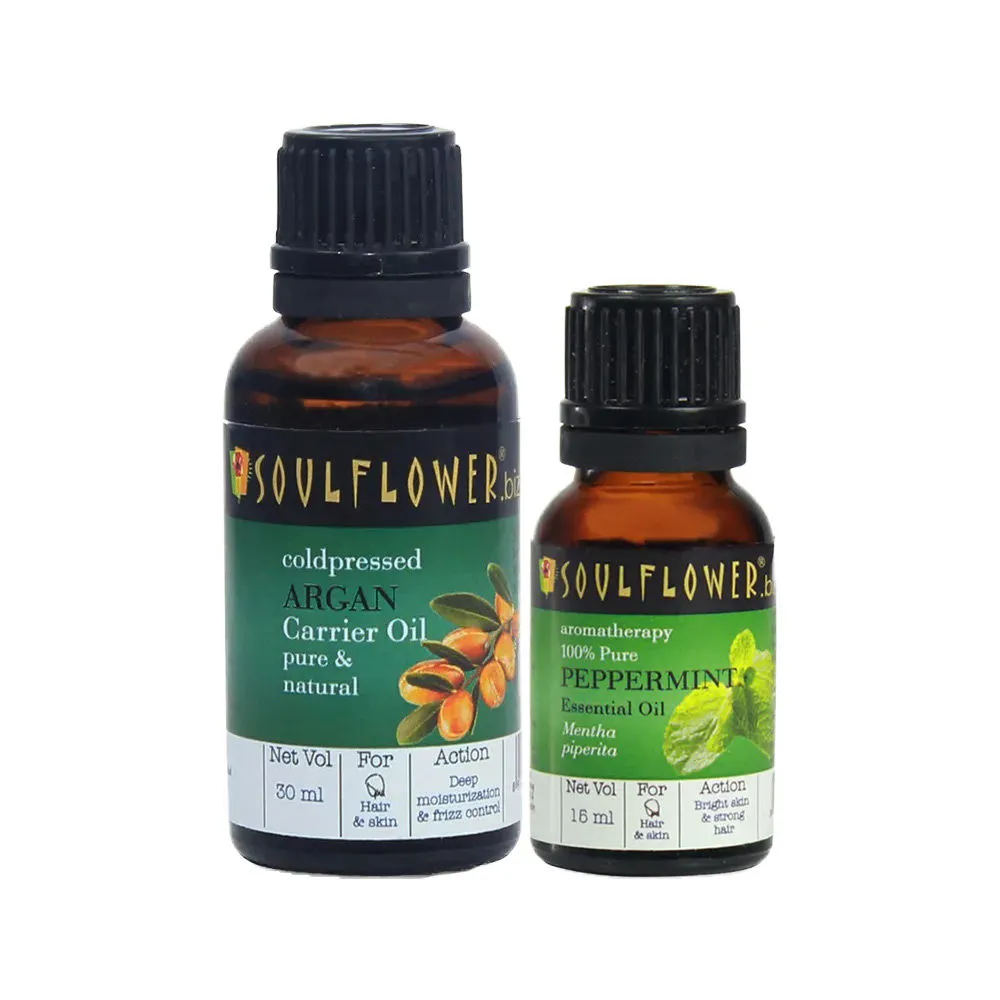 Soulflower Argan Carrier Oil & Peppermint Essential Oil Combo