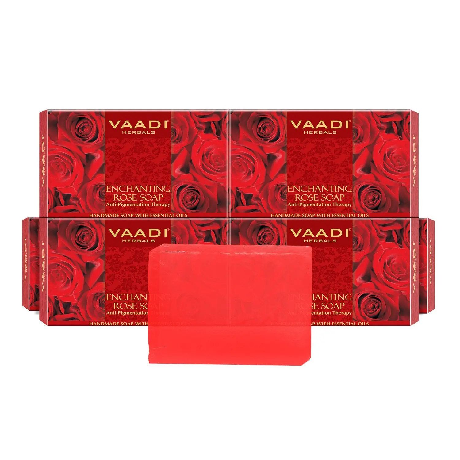 Vaadi Herbals Enchanting Rose Soap with Mulberry Extract (5 + 1 Free) (75 g) (Pack of 6)