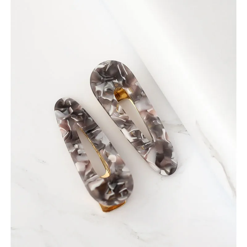 Bellofox Set Of 2 Grey & White Printed Alligator Hair Clips