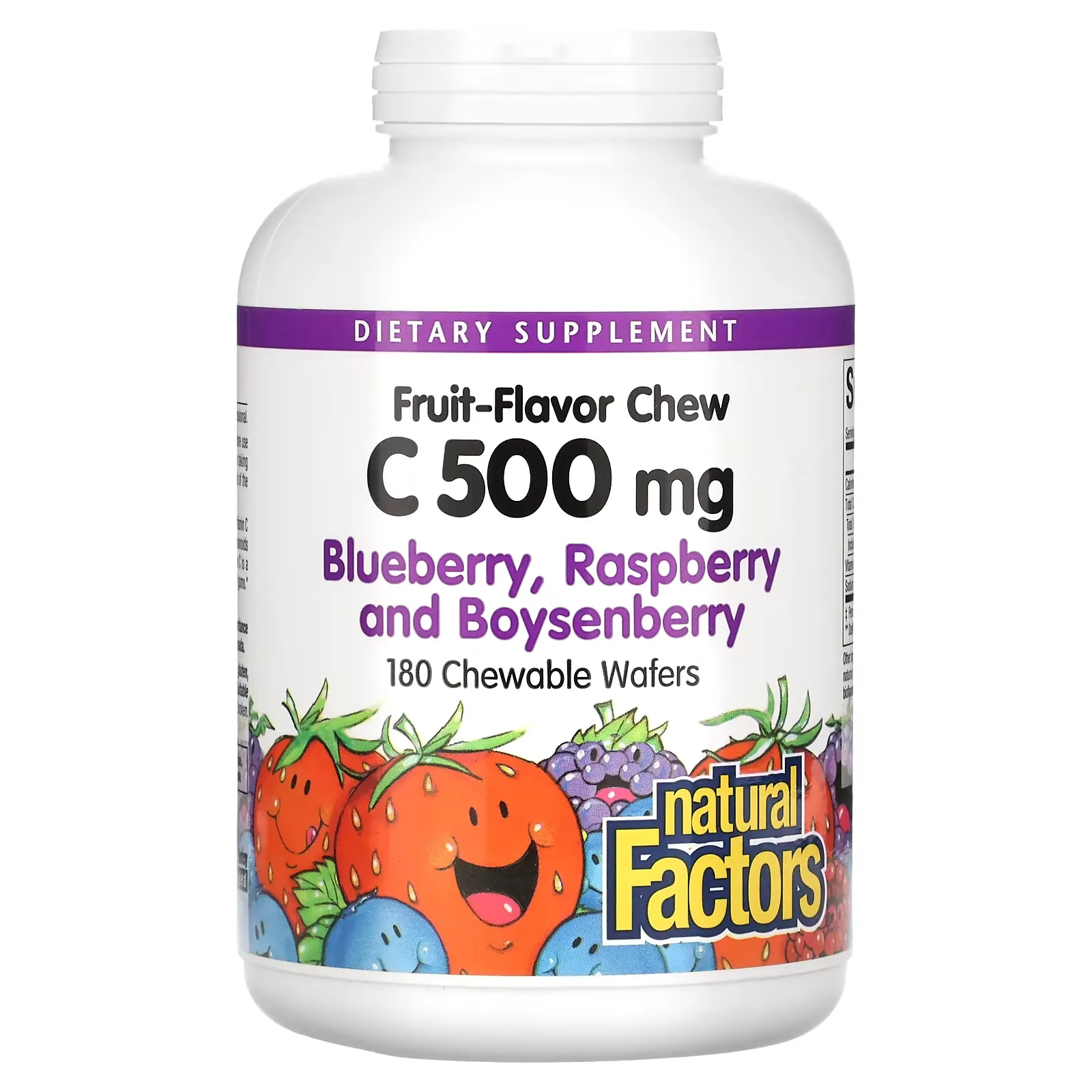 Fruit-Flavor Chew C, Blueberry, Raspberry and Boysenberry, 500 mg, 180 Chewable Wafers