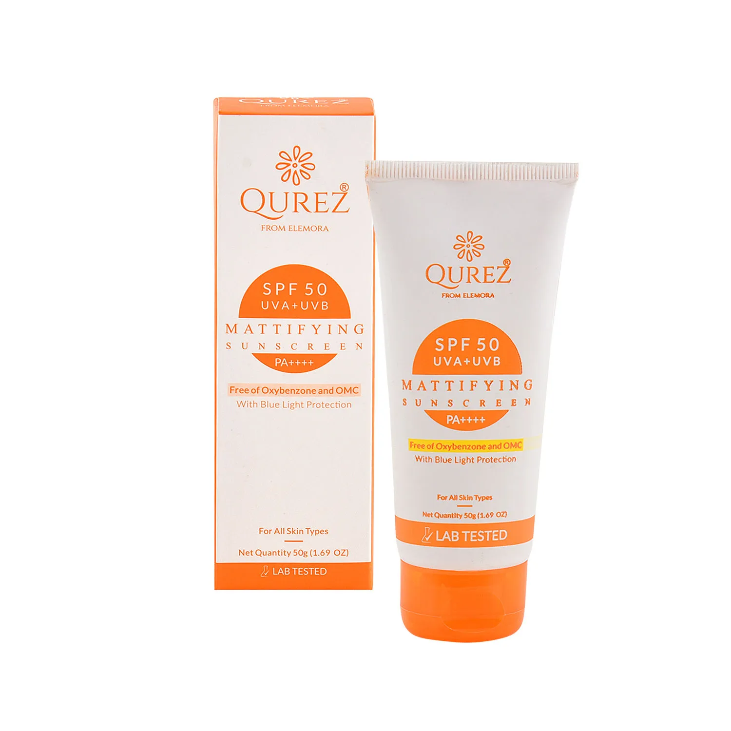 Qurez Mattifying Sunscreen SPF 50 Pa+++ with Blue Light Protection | OXYBENZONE & OMC FREE (Hybrid )